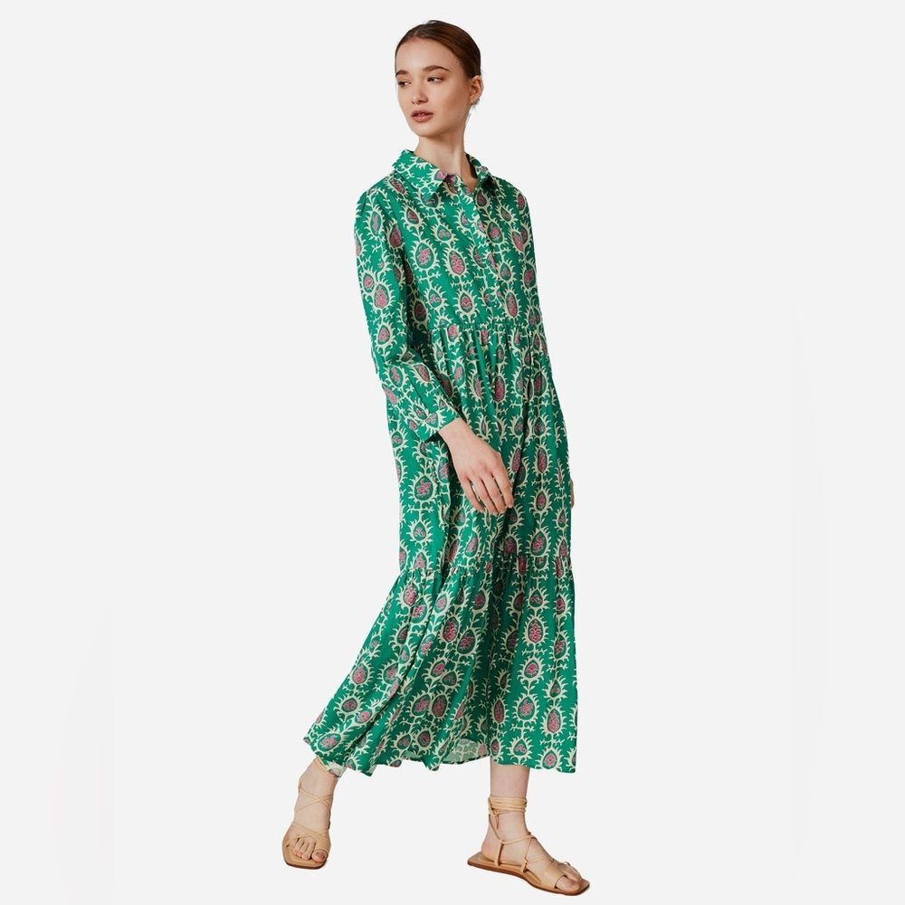 Deluc - Crane Printed Dress Green Size S